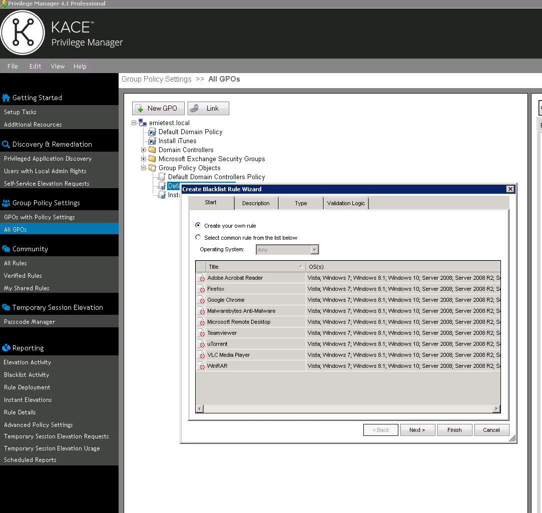How to create a rule using the Blacklist feature (4284527)